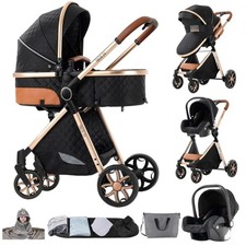 Kinderwagen 3 in 1,umkehrbarer großer Buggy und KombiKinderwagen,faltbarer,Zu...