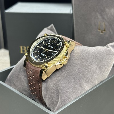 【 】ブロキー2 NEW✓262KHz✓ Bulova Icon Precisionist Gold Case Brown Men's