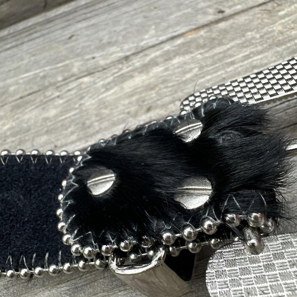 Cinturón MONTANA WEST Talla 36 Piel de Conejo Cuero Estrás Bling Tachonado Bonito Foto 3 de 4