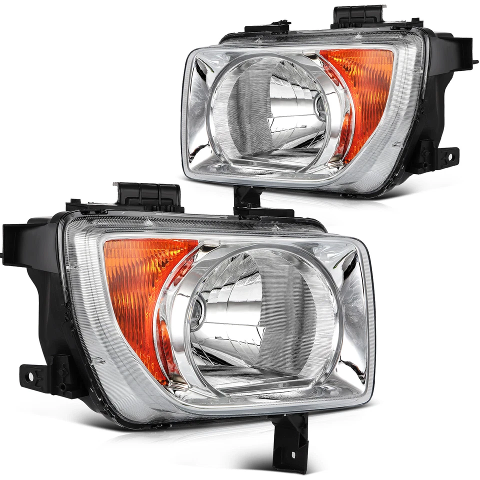 PAIR/2PCS Chrome Amber Headlights Headlamps Assembly For Honda Element 2003-2008 Foto 3 de 4
