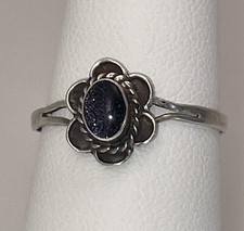 Vintage 925 Sterling Silver Southwest Sparkling Agate Ring Size 6.75 Mexico