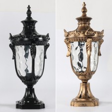 Outdoor Pillar Light Gate Garden Post Lamp Glass Lantern Modern Black Lighting