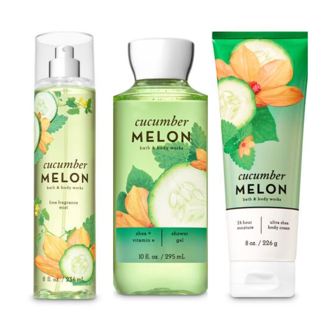 Bath and Body Works CUCUMBER MELON Fine Fragrance Mist + Cream + Shower