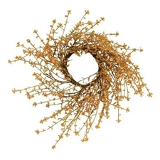 New PRIMITIVE Creamy PEACH WILDFLOWER Floral CANDLE RING Wreath 4.5" x 12"-16"