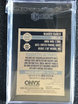 2020 Onyx Vintage Ext. Auto Wander Franco BLUE INK /275 #EAWF SGC