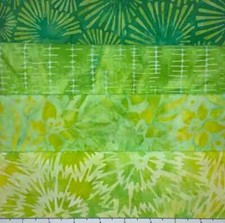 Lot of 4 1 Yard Cuts 100 Cotton Quilting Batik Fabric Lemon Lime Green 378B