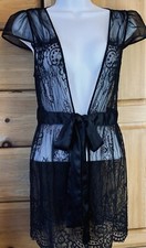 Victoria's Secret Vintage Romantic Black Lace Robe- Beautiful Boho Lace Top