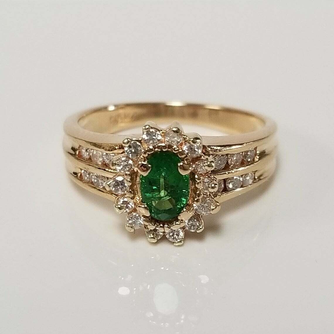 2.20Ct Oval Green Emerald Simulated Diamond Halo Ring in 925 Silver