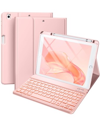 Hülle mit Tastatur Kompatibel für iPad 9./ 8. /7. Generation 10.2 Zoll mit St...