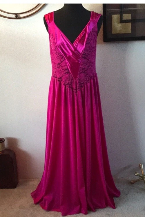 Raro Olga Grand Barrido Completo Rosa Vintage Largo Maxi Camisón Bata Peignoir Foto 4 de 4