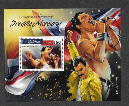 Freddie Mercury Queen  mnh limited Print 1000 Maldives stamp sheet- Rock Music