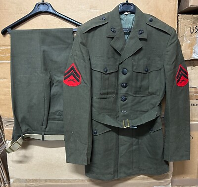 ORIGINAL USMC VIETNAM UNIFORM WOLLE SERGE GRÜN KOMPLETTSET EX ZUSTAND!!!!