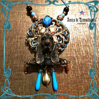 luxury jewelry necklace art deco nouveau baroque pendant jewellery dog stone bib