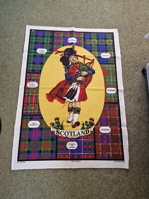 BAG PIPES CLANS of SCOTLAND SCOTTISH VINTAGE RARE KILT PIPER ALL COTTON 