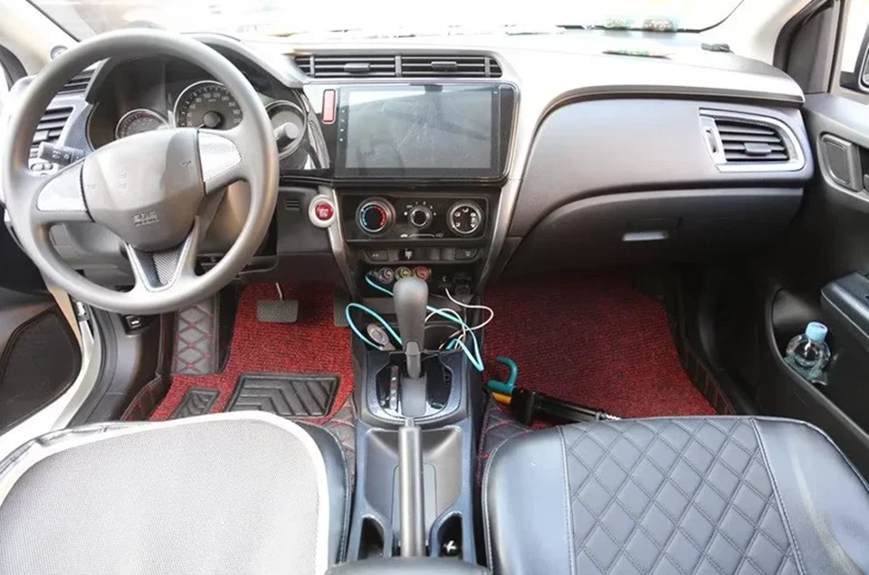 14PCS Black Carbon Fiber Car Interior Kit Cover Trim For Honda City 2015-2019 - Image 3 of 4