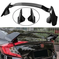 For 2016-2021 Honda Civic Sedan R Style Gloss Black Rear Trunk Spoiler Wing Lip