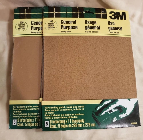 3M Aluminum Oxide Sandpaper 9" x 11" 10 Packs 5-Sheets VERY FINE 9000NA 9002NA