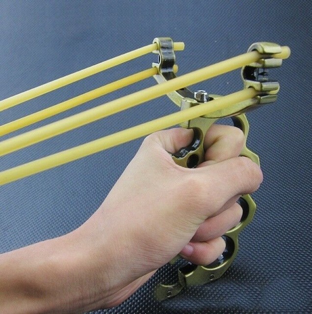 Metal Handheld Slingshot Finger Trigger Release Catapult for Hunting