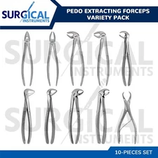 Set of 10 Pedo Extracting Forceps - Variety Pack - Dental Surgical German Grade