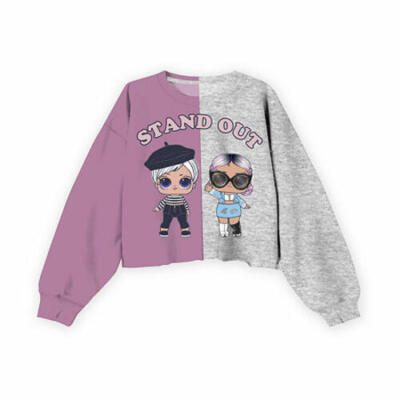 Little & Big Girls Crew Neck Long Sleeve LOL Fleece Sweatshirt, Large (14) ,