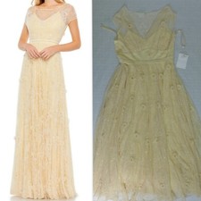 NWT MAC DUGGAL Embroidered Beaded/Rhinestone 3D Flower 70274 Gown Dress Size 16