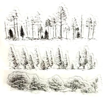 Trees Wood Forest Grove Forestry Mountains Park Clear Stamps 5.5" x 5.5"