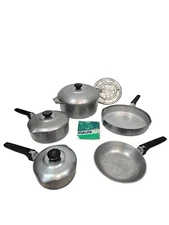 Vintage Magnalite 4000 9 Piece Set of Aluminum Cookware Dutch Oven Sauce Sautee