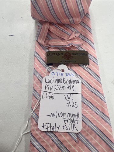 Luciano Barbera Men's Pink Striped Silk Neck Tie $315 - Picture 4 of 8