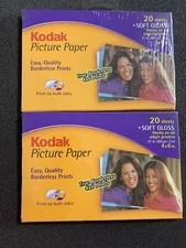 New Sealed 2 Packs Kodak Picture Paper (20 sheets, 4x6, Soft Gloss Each Package)