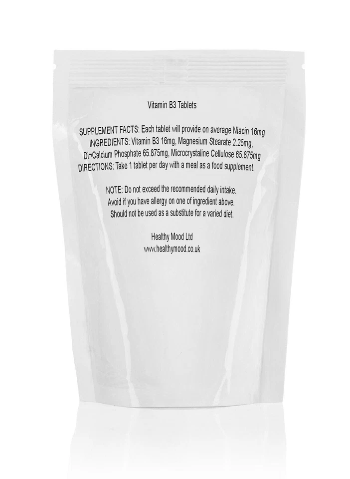 Vitamina B3 16 mg ácido nicotínico niacina 120 comprimidos vegetales píldoras Foto 2 de 2