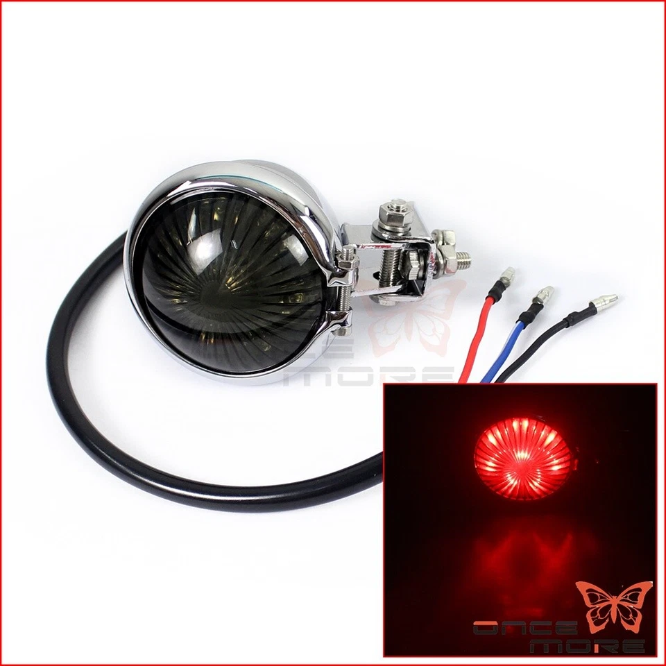 Luz trasera de freno LED universal para carcasa de acero cromado para moto Suzuki RM125 Foto 3 de 4