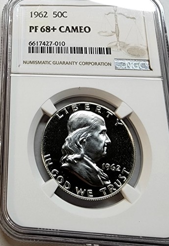 Exquisite 1962 Proof Franklin Half Dollar NGC PF68+ Cameo, Exceptional !!!