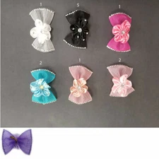 12 Pieces Girls Kids Rhinestone Bow Hair Patches Bangs Grip Holder 3"