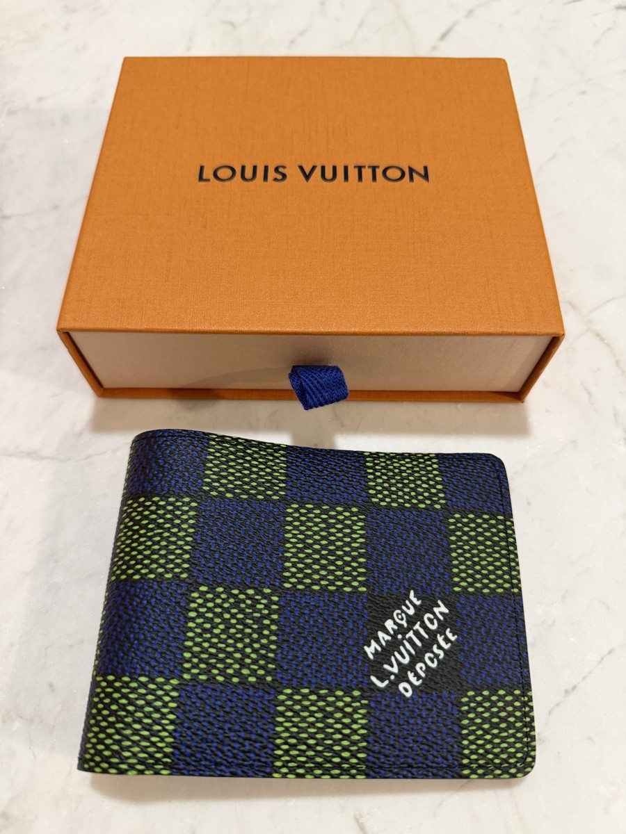 Louis Vuitton Multiple Wallet Damier Heritage Blue Green EXCELLENT