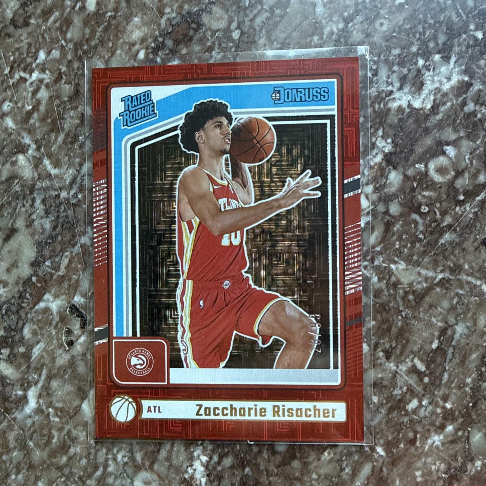 2024 Panini Donruss Rated Rookie Choice Red 28/99 Zaccharie Risacher #219 SP RC