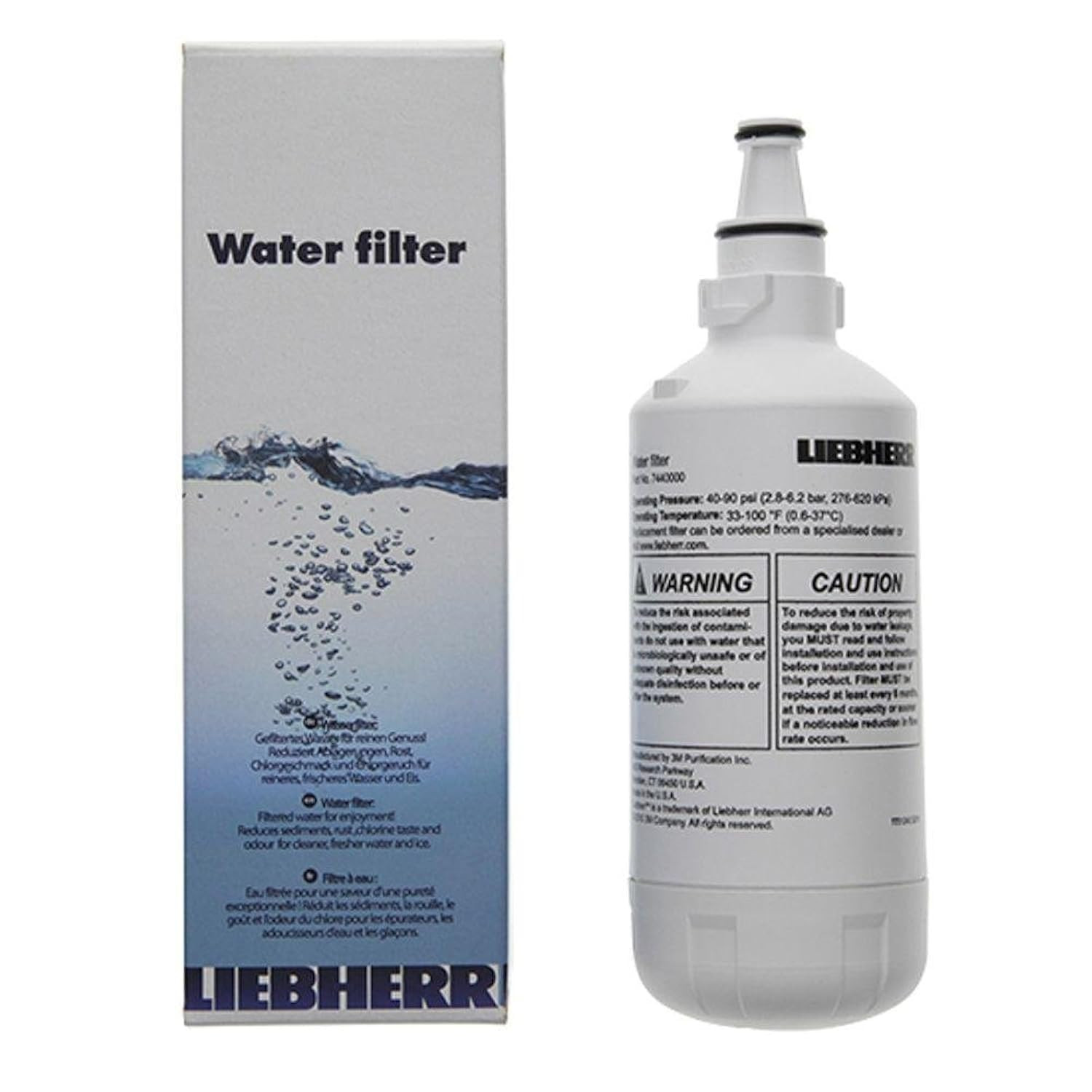 Liebherr 7440000 & 744000200 OEM Refrigerator Water Filter in White Small Size
