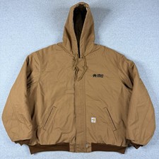 Carhartt FR Jacket Men 3XL Tan Brown Hooded Duck Canvas Lined Flame Resistant
