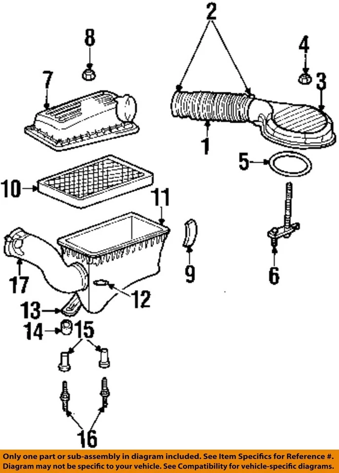 Conjunto de filtro de aire usado se adapta a: Dodge Dakota 2000 5,2 grado A Foto 3 de 4