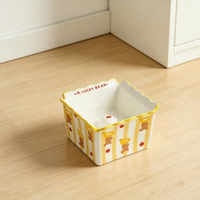 Popcornbox Design Katzennapf pflegeleicht eckig Bär Haustiernapf für Katzen, Hunde