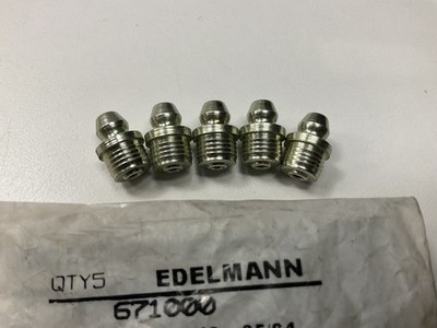 (5) Edelmann 671000 Grease Fittings 5/16'' Straight  X 35/64'' Length
