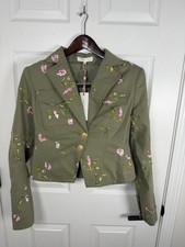 LoveShackFancy Green Embroidered Dolisa Military Jacket Sz US 2 NWT $595 MSRP