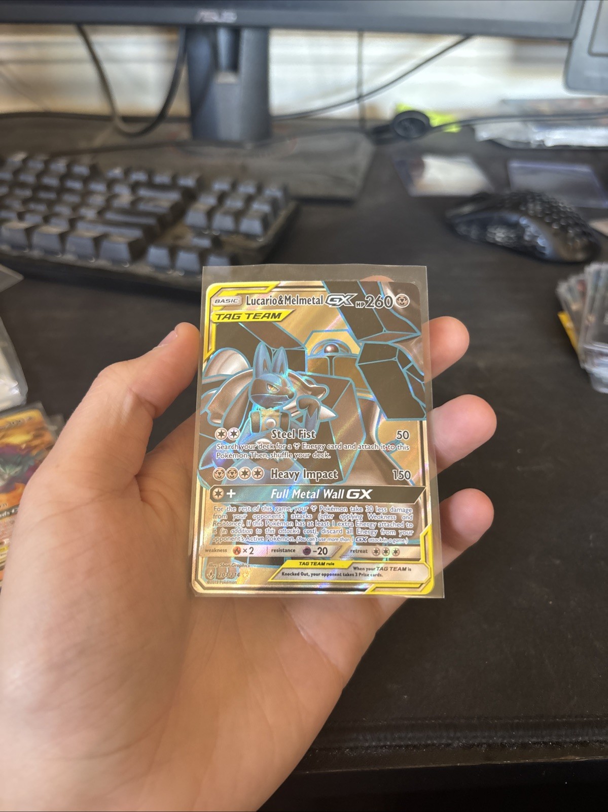 Lucario & Melmetal GX (Full Art) 203/214 SM Unbroken Bonds Pokemon TCG. NM!
