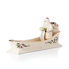 894187 Holiday Santa's Sleigh Cracker Tray, 1-Piece, Ivory, Red & Green, 10" ...