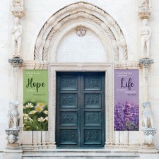 4Pcs Church Banner with Scripture for Sanctuary Wall Worship Classical True Nort