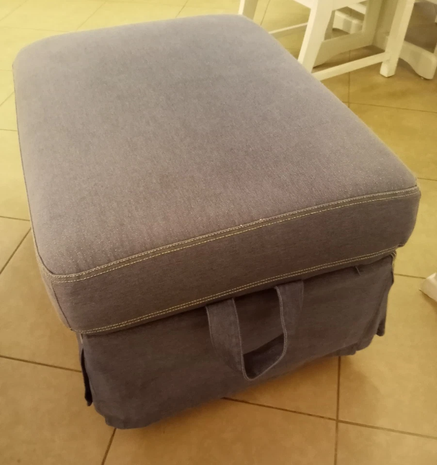 Ektorp 802.545.97 Faded Denim Ottoman Slip Cover Ikea Used Tight Fit 2 pieces - Image 2 of 4