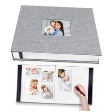 Large Photo Album Self Adhesive with Picture Display 11"x10.6" 40Pages Grey