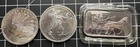 Silver 1oz rounds x2 and Silvertowne bar x1 (3 oz total)