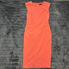 Banana Republic Womens Coral Orange Sheath Dress Square Neck Exposed Zip Size 4