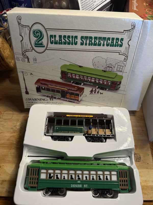Classic Streetcars 2-Car Model Trolley Set Desire St. Powell & Mason Sts.