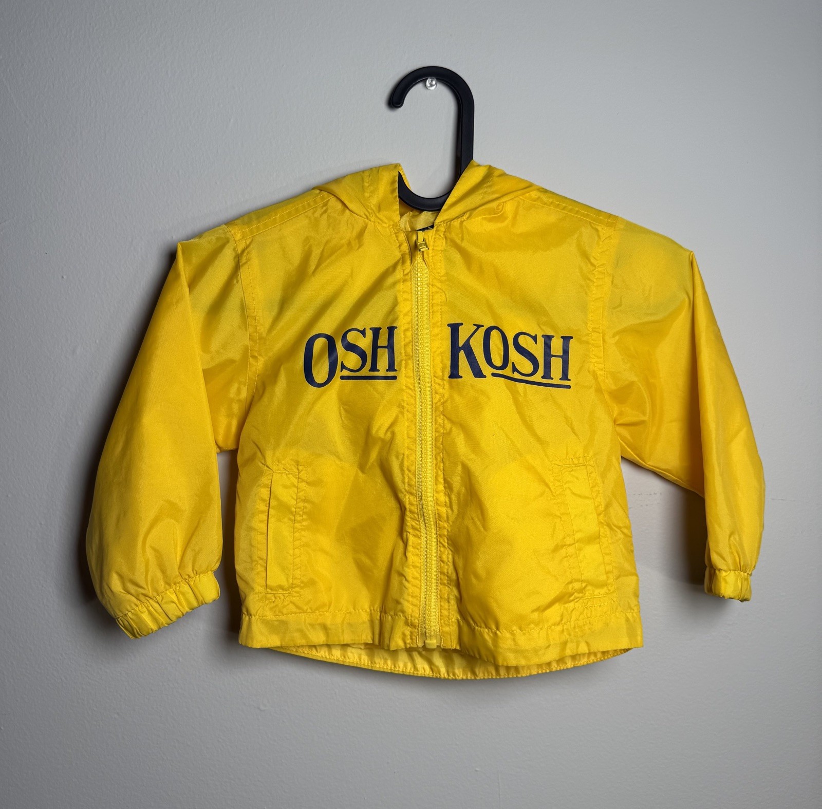 Vintage OshKosh B’gosh Yellow Hooded Windbreaker Jacket Toddler 2T - RARE 90’s